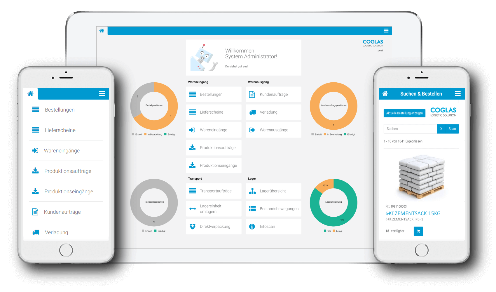 COGLAS_mobile_devices COGLAS WEB WMS Dashboard auf mobilen Endgeräten
