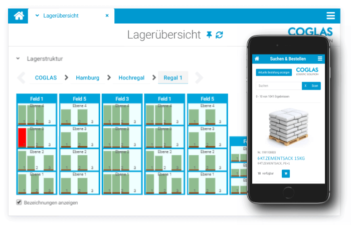 COGLAS Lagerverwaltungssystem Lagerübersicht