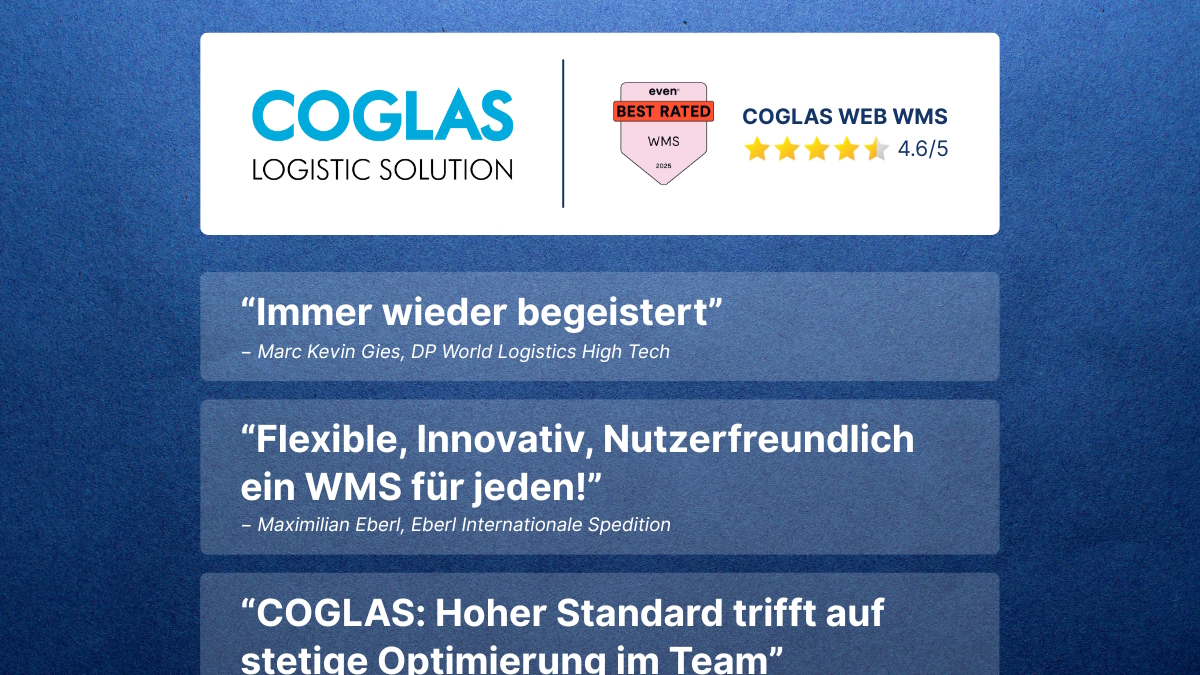 Best Rated WMS auf even logistics COGLAS WEB WMS